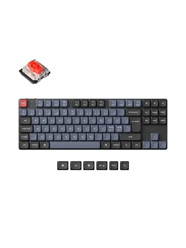 Keychron K1 Pro QMK/VIA Wireless RGB Hot Swap Low Profile Red - Gaming Keyboard - Utan numpad - Nordisk - Svart