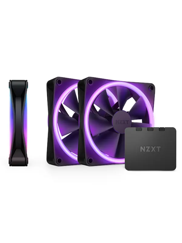 NZXT F120 RGB DUO 3-pack & RGB Controller - Black - Chassi fläkt - 120mm - Svart med RGB LED - 29 dBA