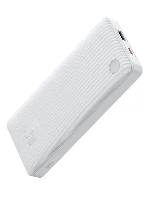 Baseus Airpow Lite 10000mAh 15W Power Bank with Simple USB-A - USB-C 30cm Cable - White - 10000 mAh