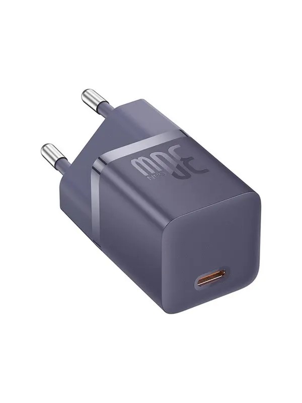 Baseus GaN5 30W USB-C EU Wall Charger with Purple Cable  Dynamic 3 USB-C 100W 1m - Purple