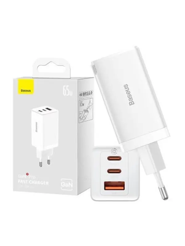Baseus Wall charger  GaN5 Pro 2xUSB-C + USB 65W (white)