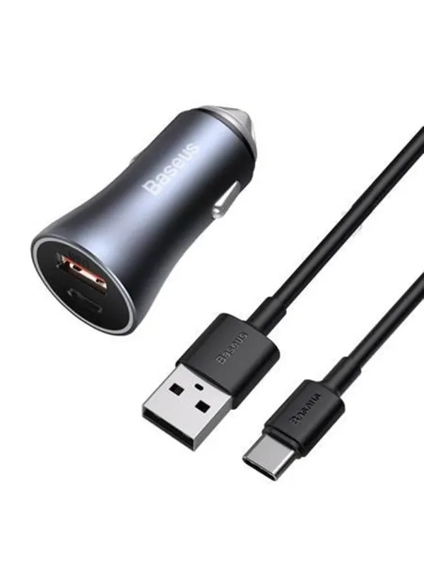 Baseus Golden Contactor Pro car charger USB + USB-C QC4.0+ PD SCP 40W (gray)