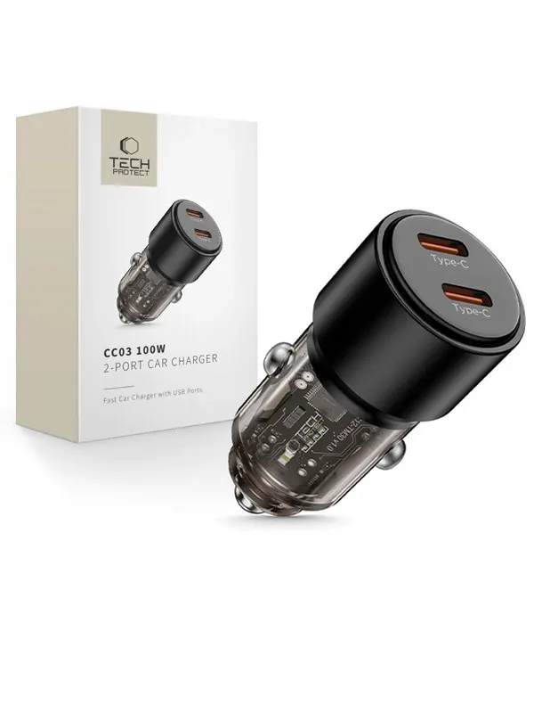Tech-Protect Car Charger CC03 2-Ports PD100W - Black