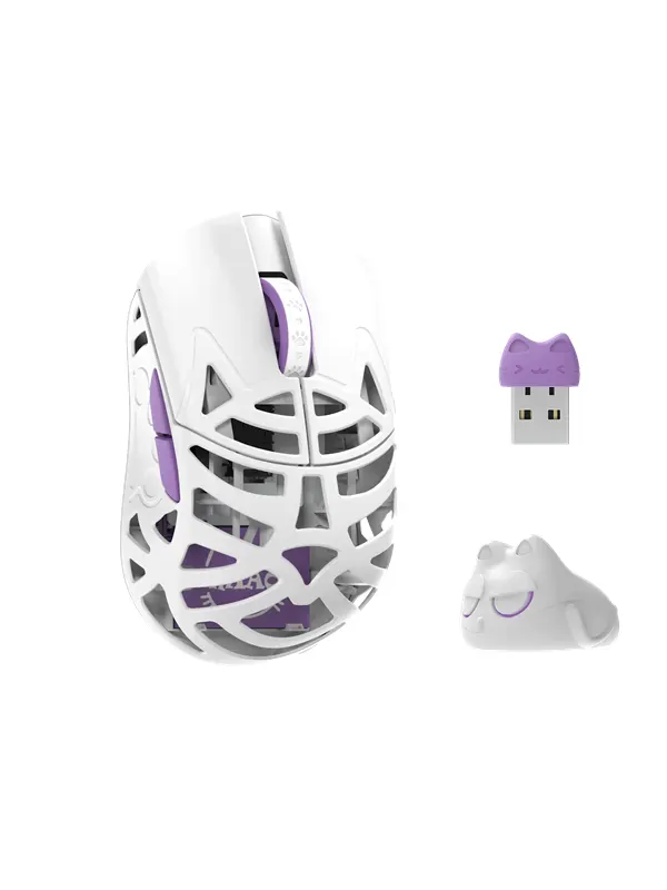WLMouse Beast Miao (Omron) / Wireless 8K / Magnesium - Gamingmus - Optic - 5 knappar - Vit