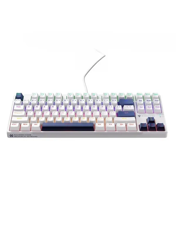 Machenike K500B-B87 Wired Mechanical Backlit Gaming Keyboard Red Switch - White - Vit