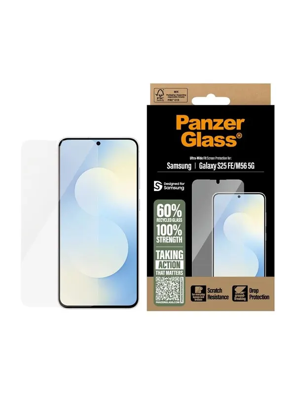 PanzerGlass Screen Protector Samsung Galaxy S25 FE 5G | M56 5G | Ultra-Wide Fit