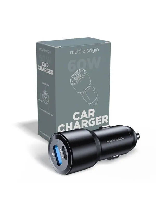 Mobile Origin Car Charger 60W USB-C and USB-A - CA2