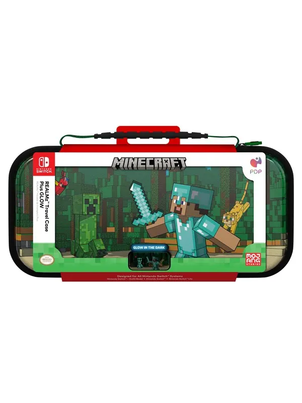 PDP Travel Case Plus GLOW - Minecraft Forest Battle - Miscellaneous Bag - Nintendo Switch