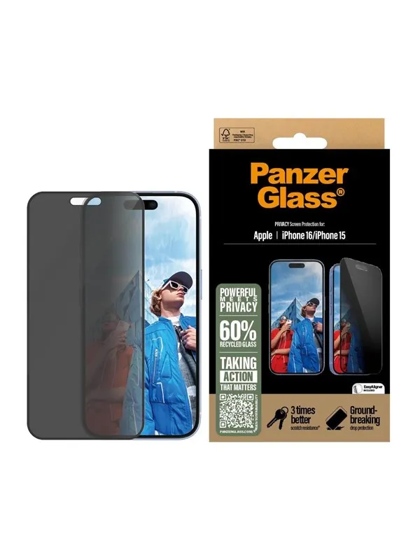 PanzerGlass Privacy Screen Protector iPhone 16 | Ultra-Wide Fit