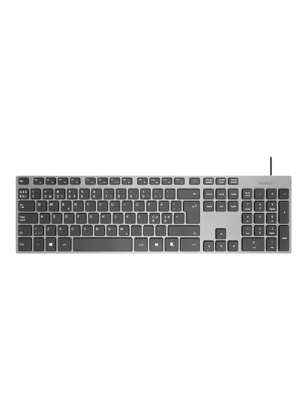 Deltaco Wired Keyboard Slim Design Dark Grey - Tangentbord - Nordisk - Grå