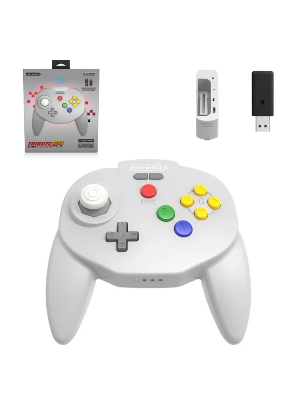 Retro-Bit Tribute64 2.4GHz Wireless Controller - Grey - Wireless Controller - Nintendo 64