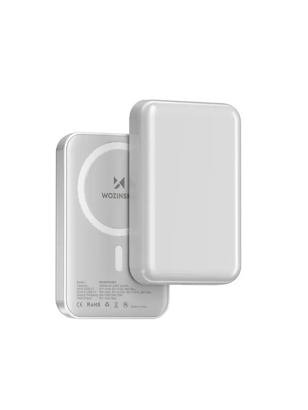 Wozinsky WRW349YWS 10000 mAh Magnetic Power Bank - White - 10000 mAh