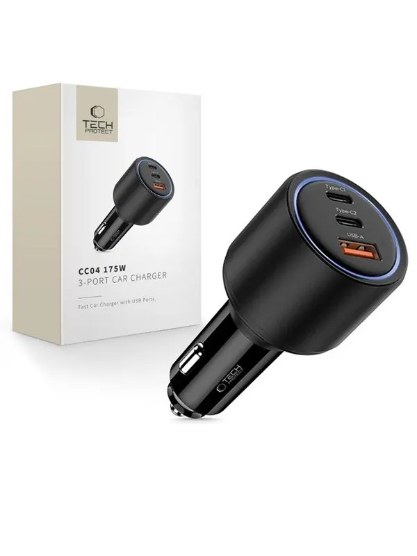 Tech-Protect Car Charger CC04 3-Ports PD175W - Black