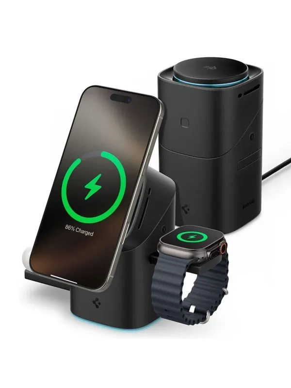 Spigen Essential EF223MS 3-in-1 QI2 Wireless Charger - Black