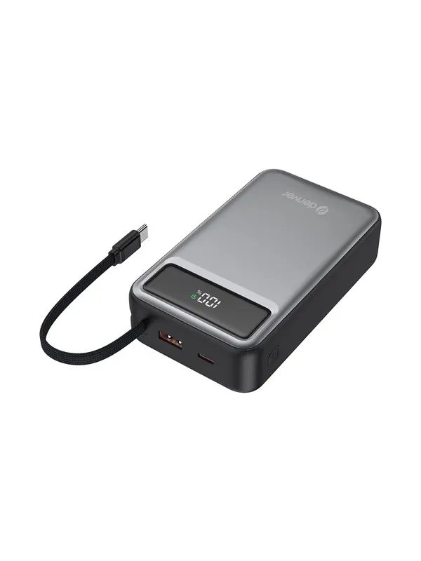 DENVER PQCA-20650 - Fast charge Powerbank 20000mAh With PD65W USB-C cable built-in - 20000 Ah