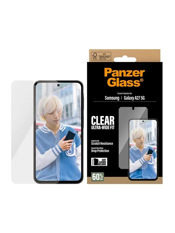 PanzerGlass Screen Protector Samsung Galaxy A27 | Ultra-Wide Fit w. EasyAligner