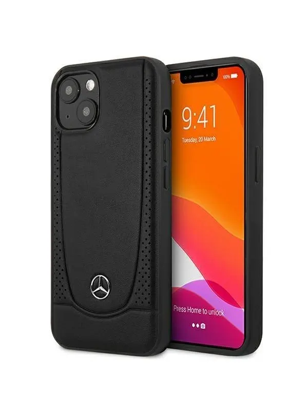 Mercedes Leather Urban Case for iPhone 15 Plus - Black