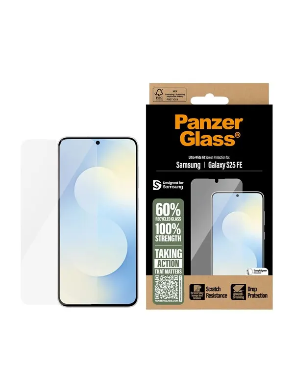 PanzerGlass Screen Protector Samsung Galaxy S25 FE 5G | Ultra-Wide Fit w. EasyAligner