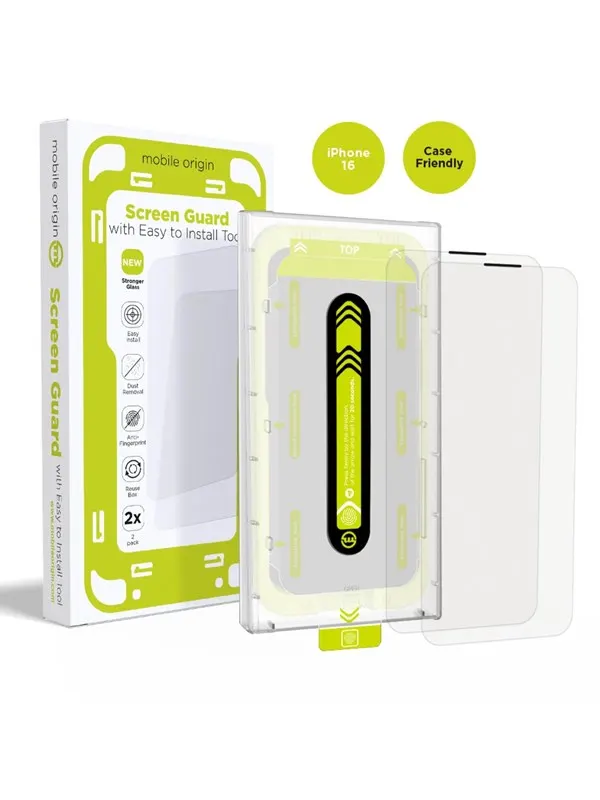 Mobile Origin Screen Guard with easy applicator - 2 pack - iPhone 16