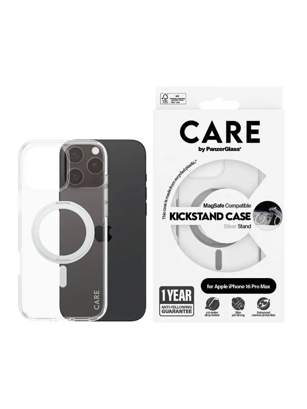 CARE by PanzerGlass Case Feature Silver Kickstand & MagSafe iPhone 16 Pro Max