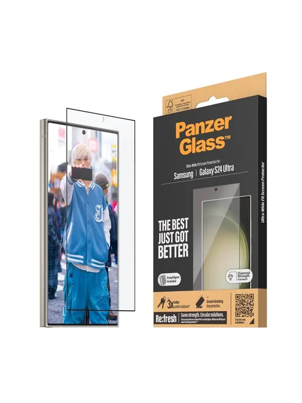 PanzerGlass Screen Protector Samsung Galaxy S24 Ultra | Ultra-Wide Fit w. EasyAligner