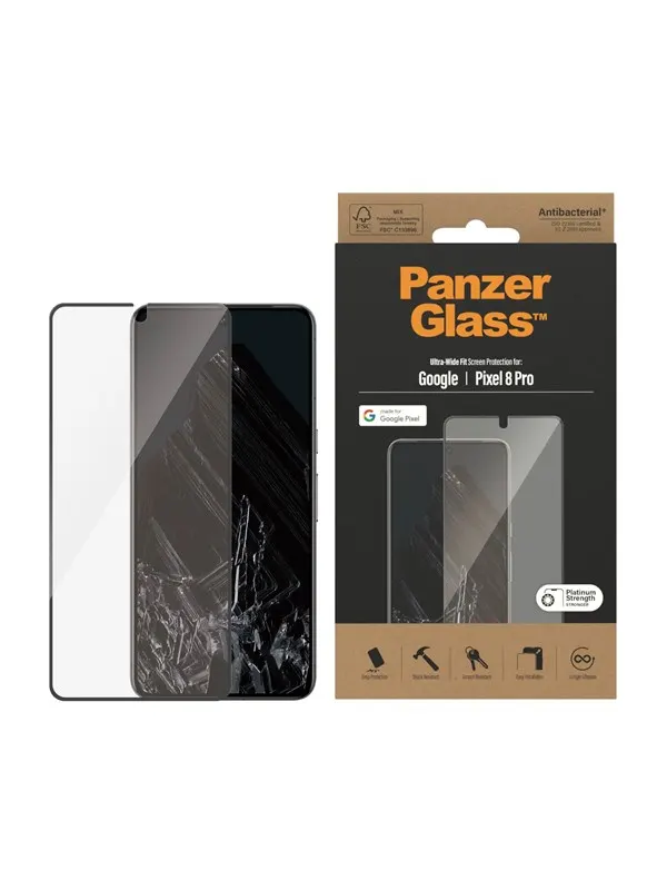 PanzerGlass Screen Protector Google Pixel 8 Pro | Ultra-Wide Fit