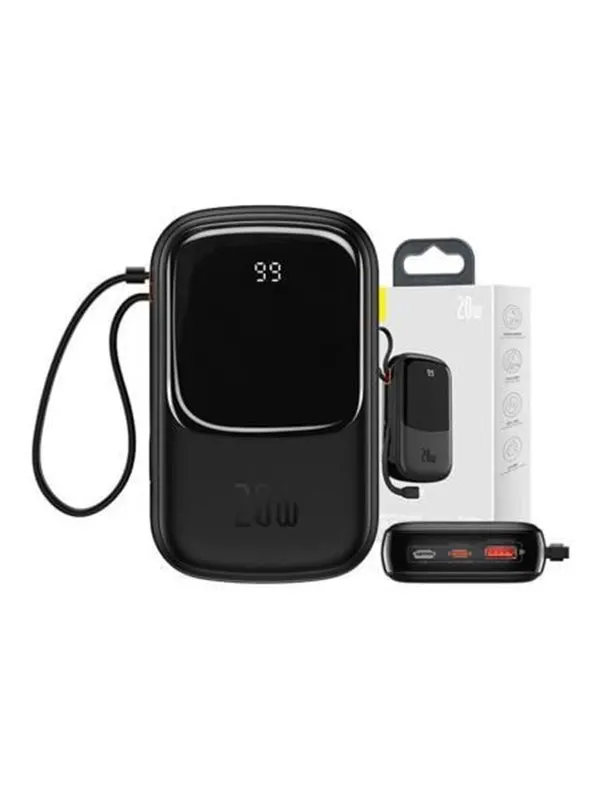Baseus Powerbank Qpow PRO with Lightning cable USB-C port and USB 20000mAh 20W (Black) - 20000 mAh