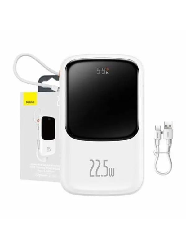 Baseus Powerbank Qpow PRO with cable 10000mAh 22.5W (White) - 10000 mAh
