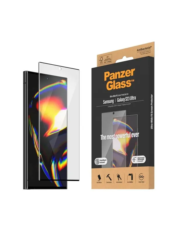 PanzerGlass Screen Protector Samsung Galaxy S23 Ultra | Ultra-Wide Fit w. EasyAligner