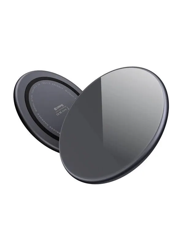 CRONG PowerSpot Fast Wireless Charger - Aluminum 15W USB-C Qi Wireless Charger with Tempered Glass Cover (Shadow Black)
