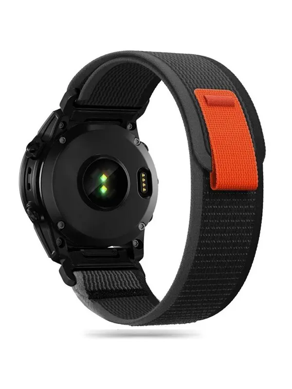 Tech-Protect Nylon Strap for Garmin Fenix 5 / 6 / 6 Pro / 7 - Black & Orange