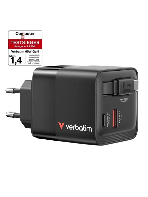 Verbatim - 65W 2 Port with Retractable Cable