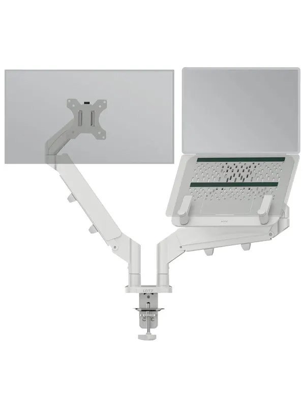 Leitz Ergo Space Saving Dual Monitor & Laptop Arm Grey