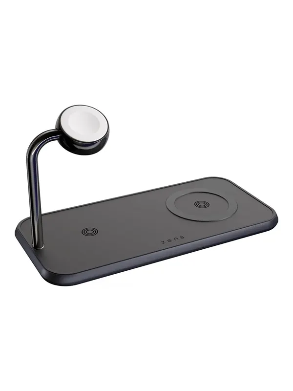 ZENS Dual+Watch Aluminium Magnetic Wireless Charger Black