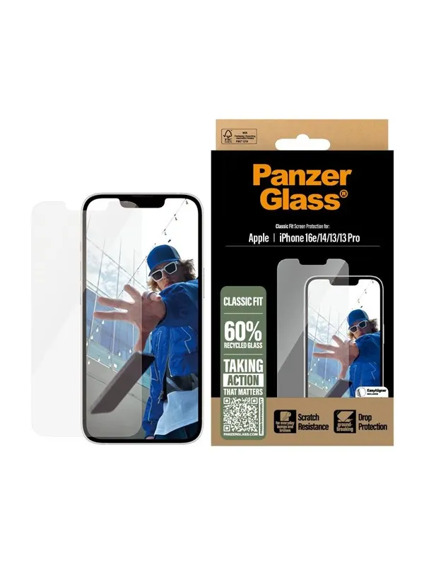 PanzerGlass Screen Protector iPhone 17e | 16e | 14 | 13 | 13 Pro | Classic Fit w. EasyAligner