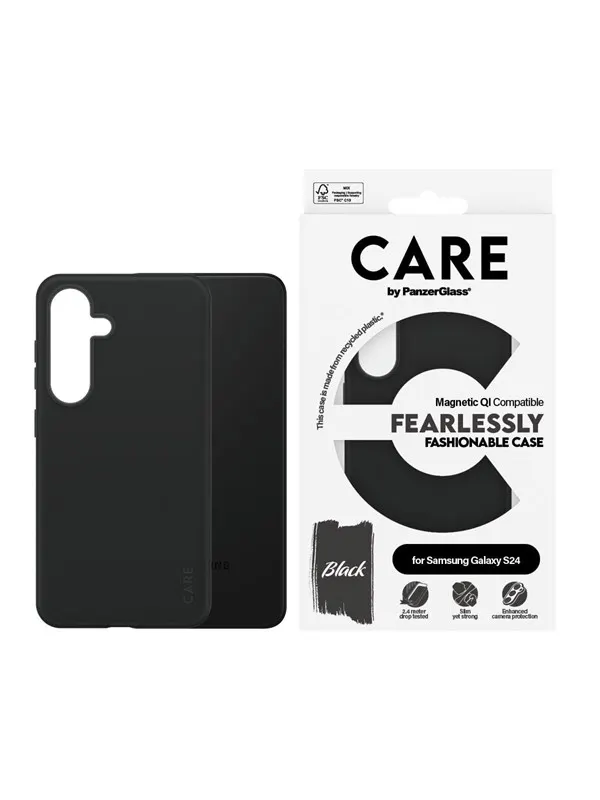 CARE by PanzerGlass Fashionable Case Black w. QI Compatible Samsung Galaxy S24