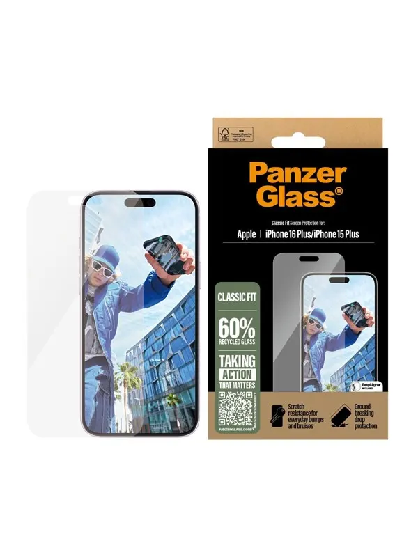 PanzerGlass Screen Protector iPhone 16 Plus | Classic Fit