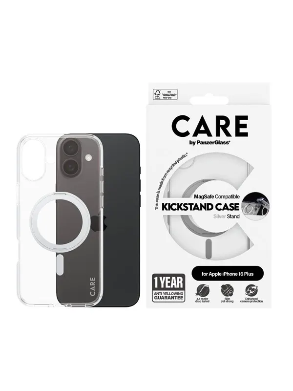 CARE by PanzerGlass Case Feature Silver Kickstand & MagSafe iPhone 16 Plus