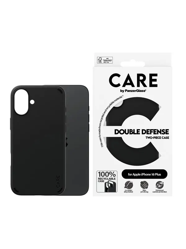 CARE by PanzerGlass Case Feature Double Defence Black iPhone 16 Plus