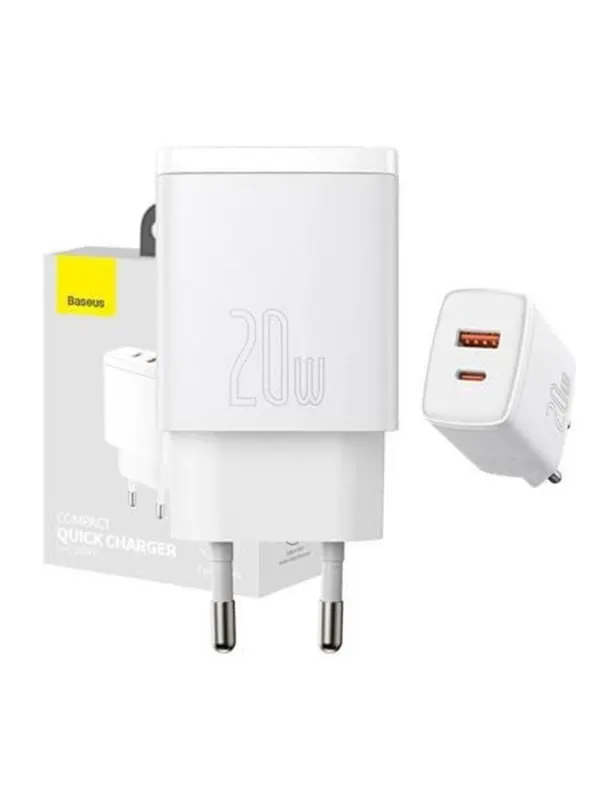 Baseus Compact Quick Charger USB USB-C 20W (white)