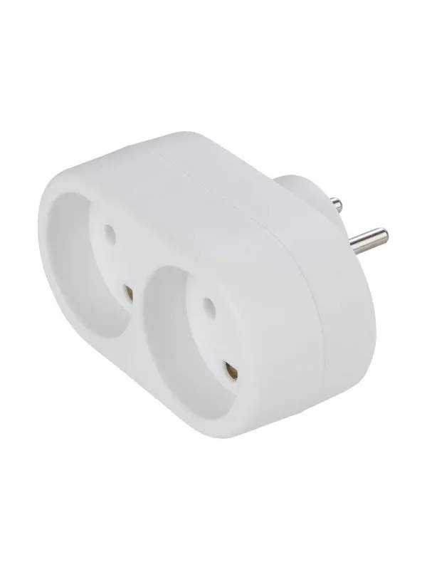 Gripo Socket with 2 outlets and earth White