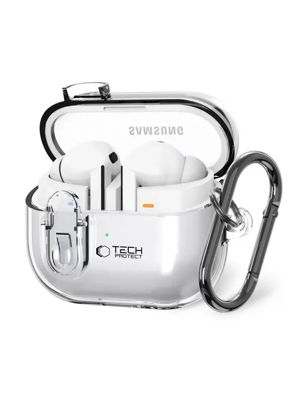 Tech-Protect FlexAir Case with Carabiner for Samsung Galaxy Buds 3 / 3 Pro - Transparent