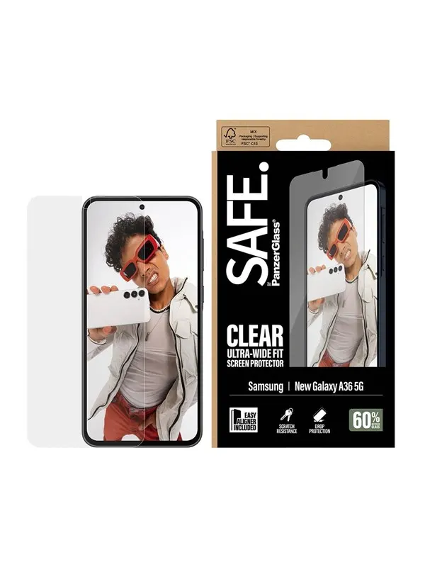 SAFE by PanzerGlass Screen Protector Samsung Galaxy A37 | Ultra-Wide Fit w. EasyAligner