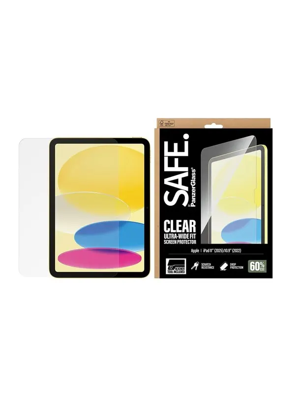 SAFE by PanzerGlass Screen Protector iPad 11" (2025) | 10.9" (2022) | Ultra-Wide Fit w. Fastfit tool