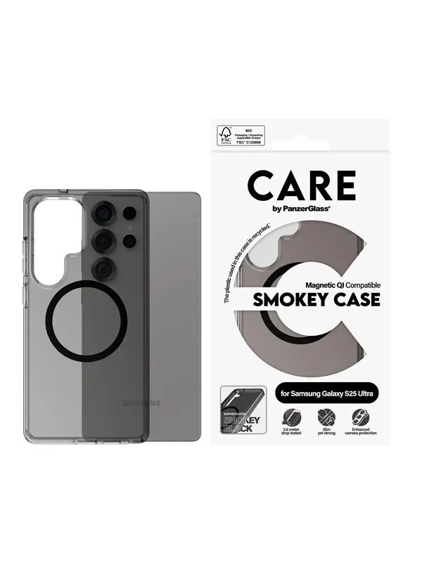 CARE by PanzerGlass Flagship Case Urban Combat Smokey w. Black QI Compatible Samsung Galaxy S25 Ultra
