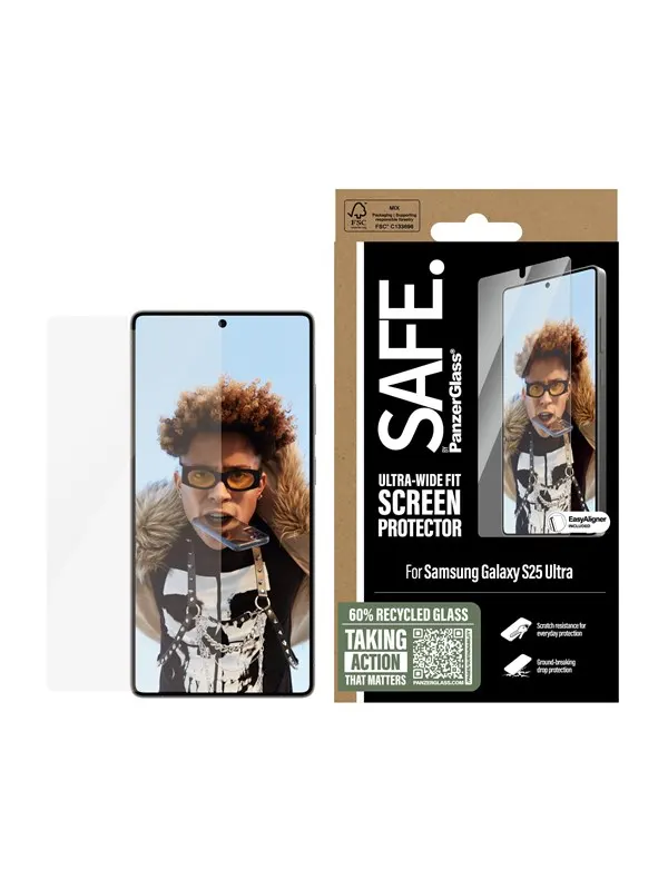 SAFE by PanzerGlass Screen Protector Samsung Galaxy S25 Ultra | Ultra-Wide Fit w. Aligner