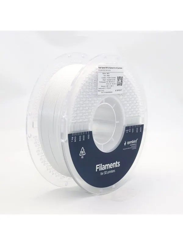 Gembird High Speed PETG (PET, PETT) - White - 1.75mm ø - 1 kg
