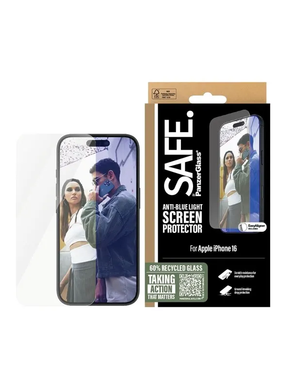 SAFE by PanzerGlass EyeCare Screen Protector iPhone 16 | Ultra-Wide Fit