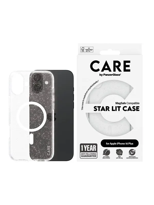 CARE by PanzerGlass Case Flagship Star Lit with White MagSafe iPhone 16 Plus