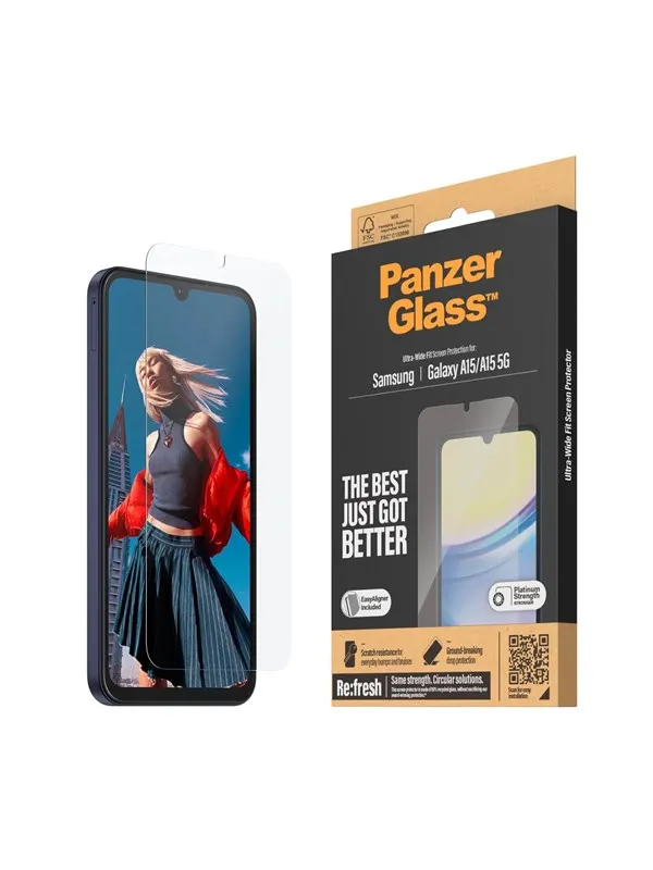 PanzerGlass Screen Protector Samsung Galaxy A15 | A15 5G | Ultra-Wide Fit w. EasyAligner